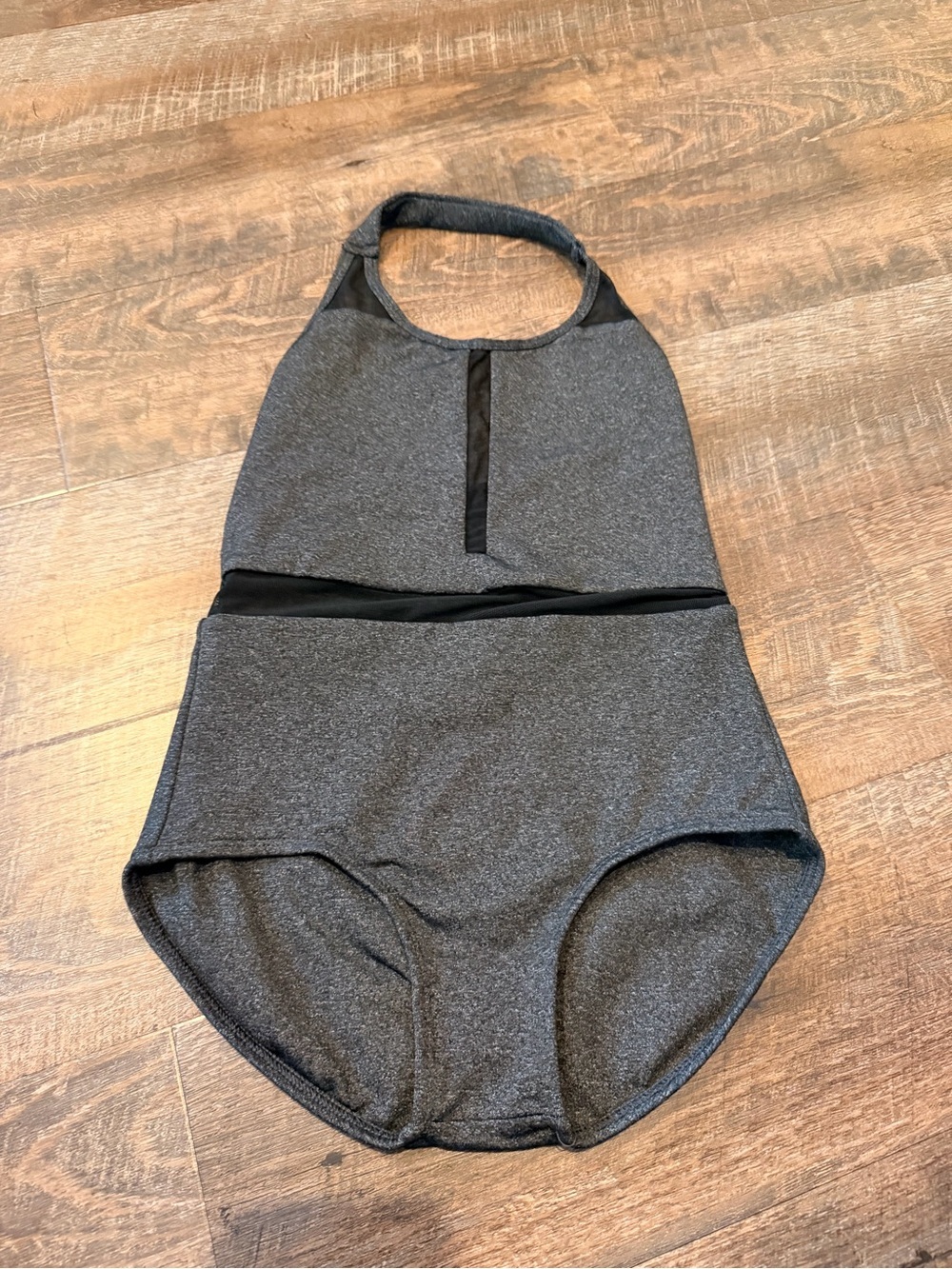 Purple Pixies Girls Dance Leotard Child Medium Gray Black Halter Gymnastics